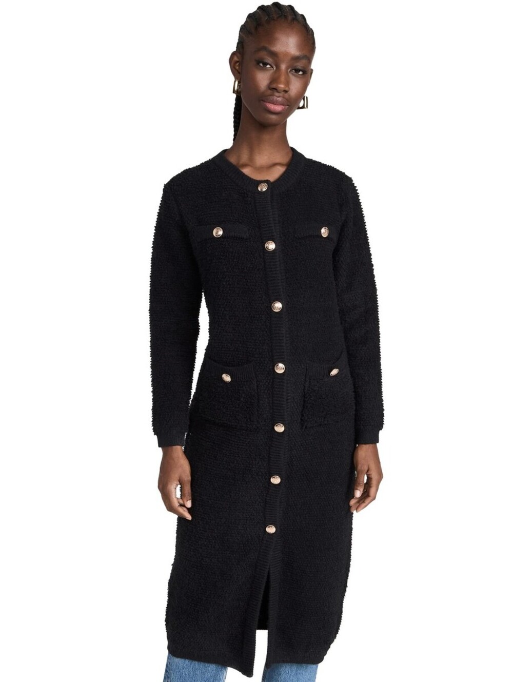 Line & Dot Women's Ivy Boucle Cardigan, Black, M